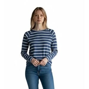 Women's 3/4 Sleeve Blue & White Rayon Shirt Size Small by Mix by 41 Hawthorn